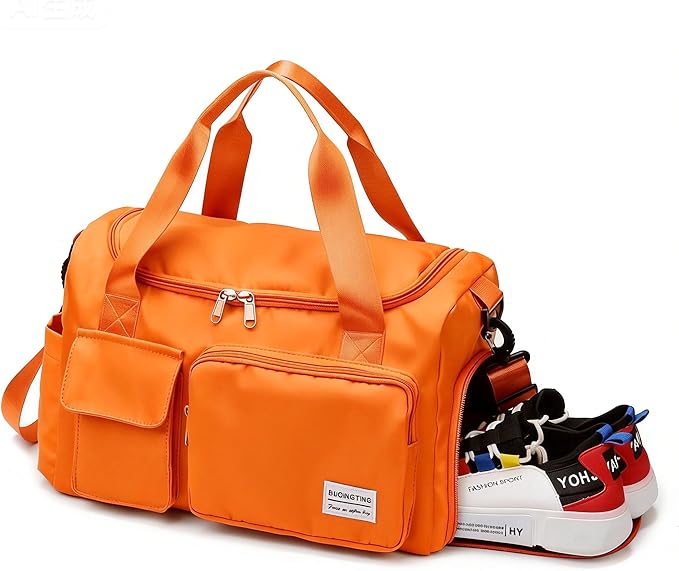 Small Gym Bag for Women, Travel Duffle Bag Carry On Weekender Bag with Shoe Compartment