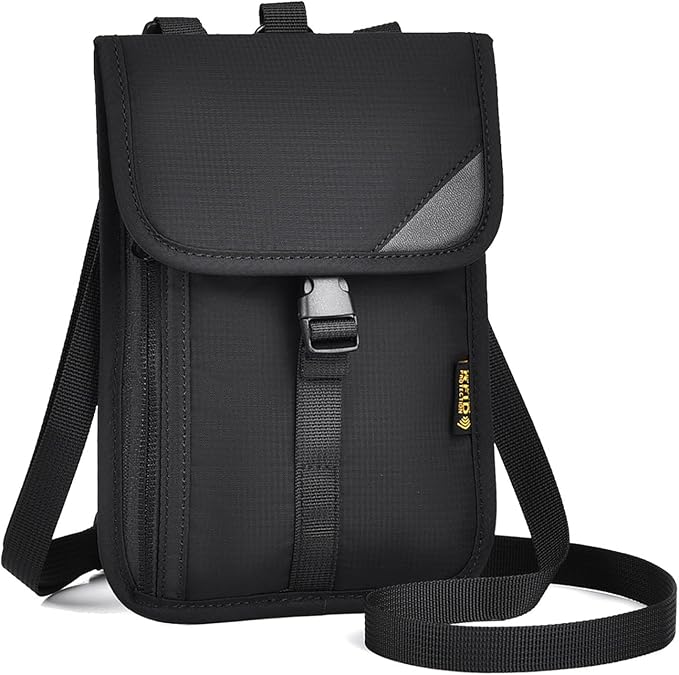 Passport Holder for Travel Pouch Neck Wallet for Traveling Women Men with RFID Blocking Waterproof and Slim Neck Pouch Adjustable Neck Strap (Z-Black)