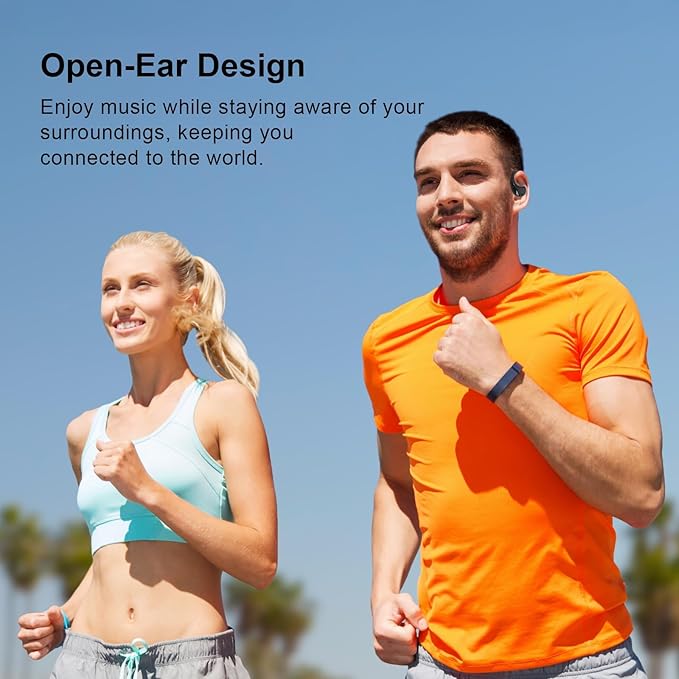 Open Ear Clip Wireless Earbuds Bone Conduction Headphones, Bluetooth 5.4, Open Ear Design for Running Fitness,Office，Built-in Mic, IPX7 Waterproof, LED Display Charging Case,Ear Hooks Ear Buds