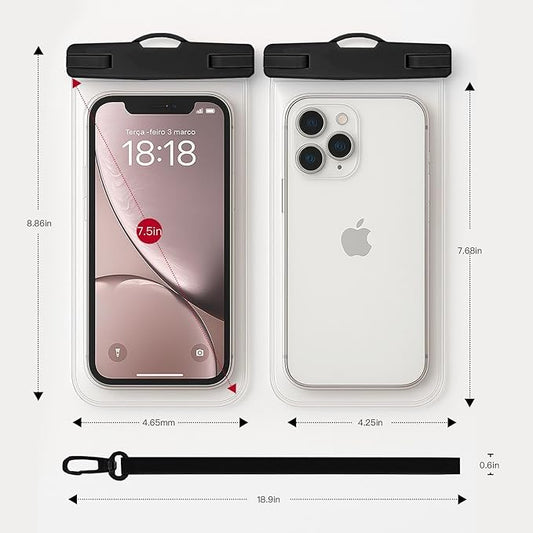 1/2 Pack Waterproof Phone Pouch Compatible with iPhone 17 16 15 Pro Max & Galaxy S24+/S23 7in Waterproof Phone Case with Lanyard, IPX8 Beach Travel Must Haves, Beach Essentials, Black, 2 Pack