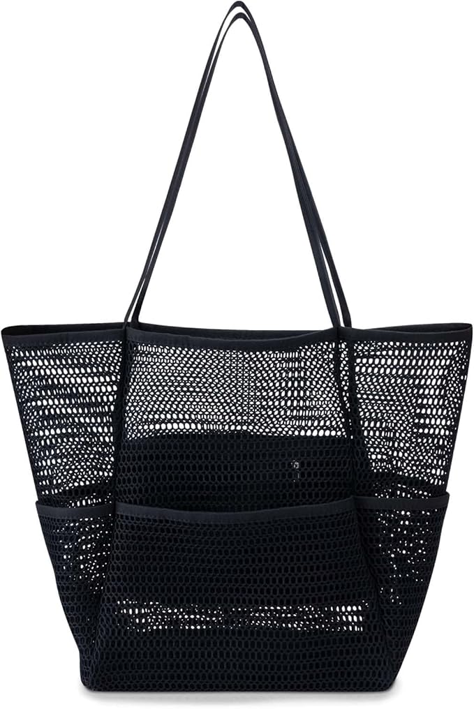 Iioscre Mesh Beach Tote Bags for Womens, Causal Hobo Pool Bags for Swimming Pools Vacations Beach Essentials