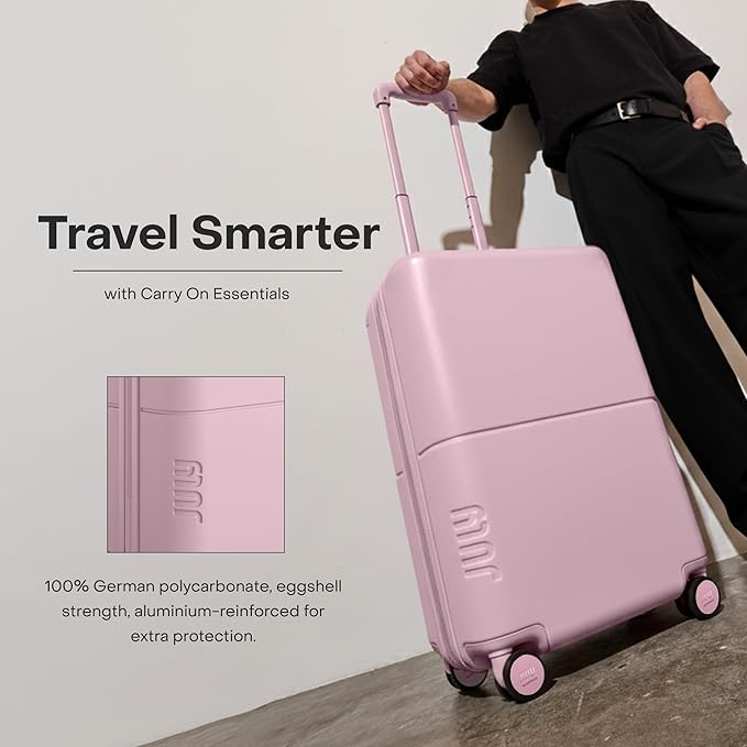 Carry On Essential - 20" Airline Approved Carry On Luggage with Wheels, Travel Suitcase for Men & Women - Premium Rolling Suitcase, TSA Lock, Polycarbonate Shell, Spinner Wheels - Blush Pink