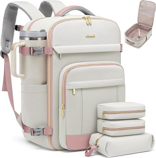LOVEVOOK Travel Backpack for Women & Men - 17.3 Inch Carry On Backpack & Personal Item Backpack for Airlines, Spacious and Durable Design, with 3 Packing Cubes