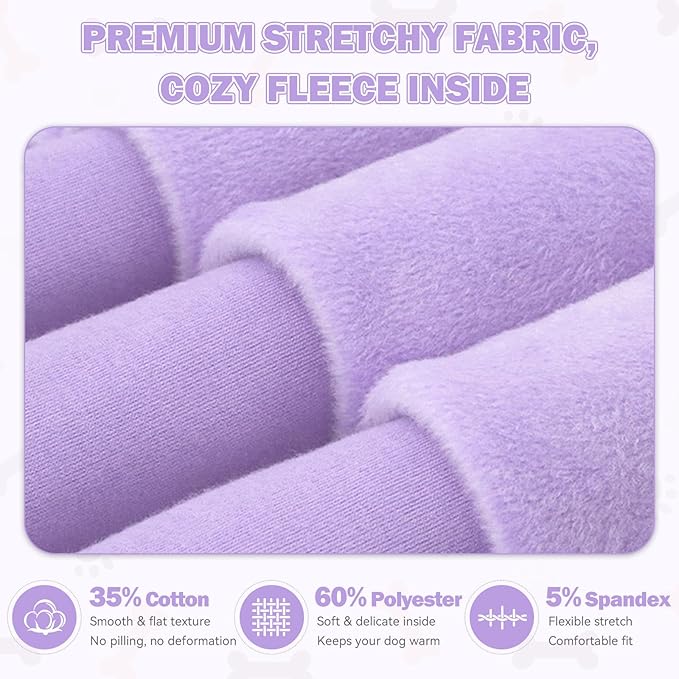 3XL Dog Sweaters for Large Dogs,Dog Hoodie,Cozy Fleece Interior Sweatshirt with Hood & Pocket,Leash Hole,Pet Clothes Sweater for Small,Medium,and Large Dogs,Light Purple&3XL