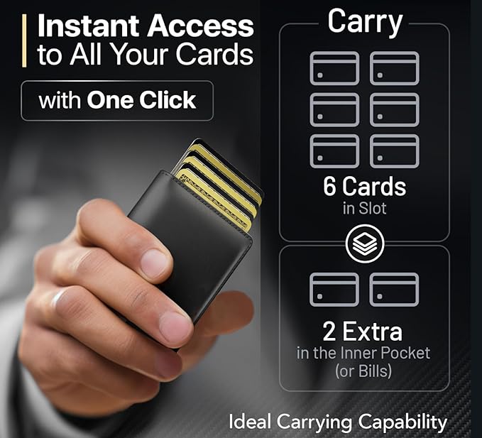 GRATIA Slim Wallet for Men - RFID Blocking, Minimalist Credit Card Holder, Stylish Men Wallet for Security & Convenience, Front & Back Pocket Cardholder, Holds 8 Cards (Black)