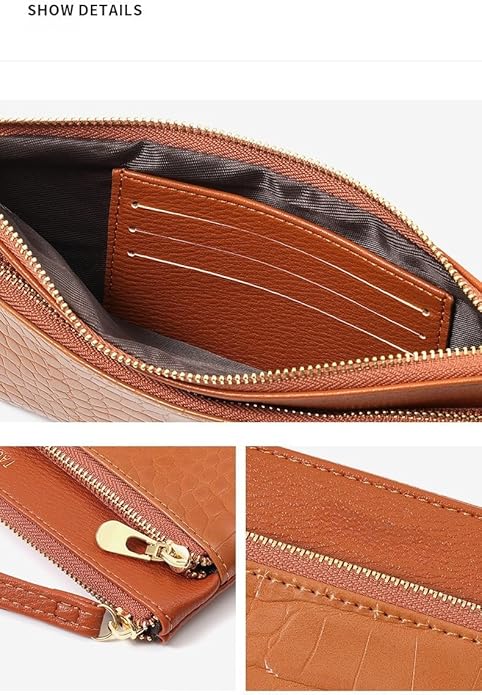 Genuine Leather Wristlet Clutch Purse for Women with RFID Blocking Small Crossbody Bag Shoulder Handbag Ideal Gift for Women