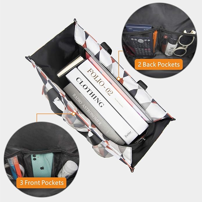 TOPDesign Utility Water Resistant Tote Bag with 13 Pockets, Top Zipper Closure & Thick Bottom Support, for Working Women