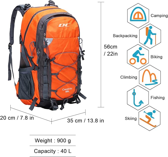 Diamond Candy Waterproof Hiking Backpack for Men and Women, Lightweight Day Pack for Travel Camping