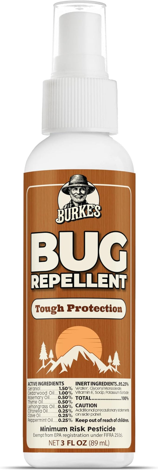Burke’s Bug Repellent Spray – DEET-Free, Kid & Pet Safe Insect Repellent for Mosquitoes, Ticks, and Gnats – Travel Size, Natural Essential Oils, Outdoor Protection, 3 oz (90mL)