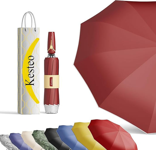 Windproof Travel Umbrella for Rain, Withstand 85MPH Winds, 54 Inch Automatic Reverse Fold Umbrellas Easy Auto Open Close, Portable Compact Umbrella Includes Cover Bag, Perfect for Travel, Car, Commute, Women Men, Backpack