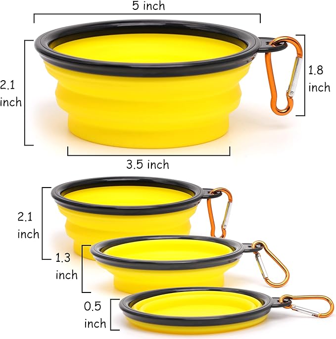 2 Pack Dog Bowl Pet Collapsible Bowls with Clasp Puppy Travel Bowl Portable Cats Water Food Dish for Walking Parking Outdoors Traveling