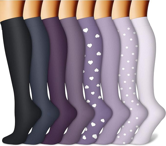 CHARMKING Compression Socks for Women & Men Circulation (8 Pairs) 15-20 mmHg is Best Support for Athletic Running,Cycling