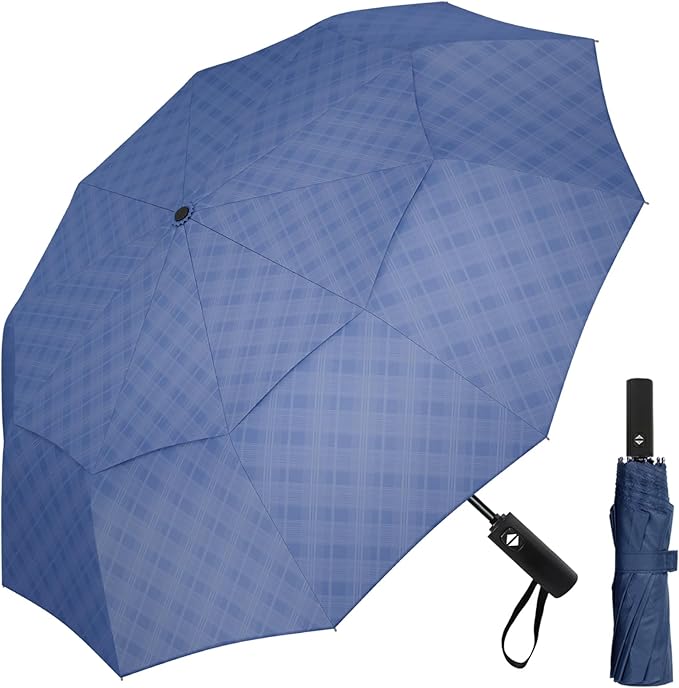 Satol 46/54/62 Inch Large Golf Umbrella, Windproof 10 Ribs Automatic Open/Close Oversize Double Canopy Vented Portable Folding Travel Umbrellas, UPF 50+ Sun & Rain Compact Umbrellas for Outdoor