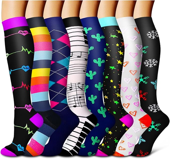 Laite Hebe Compression Socks For Women& Men circulation(8 Pairs),Socks-Best for Running,Sports,Hiking,Flight travel,Pregnancy