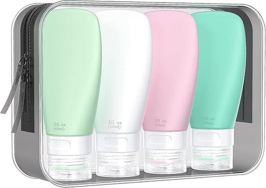 INSFIT Portable Travel Bottles, TSA Approved Leak Proof Containers for Toiletries, BPA Free Refillable Accessories for Shampoo, Body Wash, Liquids (4 Pack)