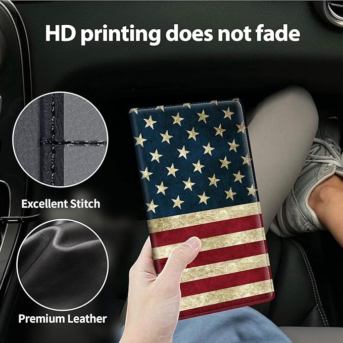 Car Registration and Insurance Holder, Cool Car Accessories for ID, Driver's License Cards & Essential Document, business cards, Men&Women,Old American Flag