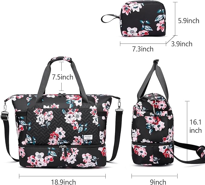 Duffle Bag for Travel, Weekender Bag with Shoe Compartment, Carry On Overnight Bag for Women with Toiletry Bag, Gym Bag with Wet Pocket, Hospital Bags for Labor and Delivery Beige