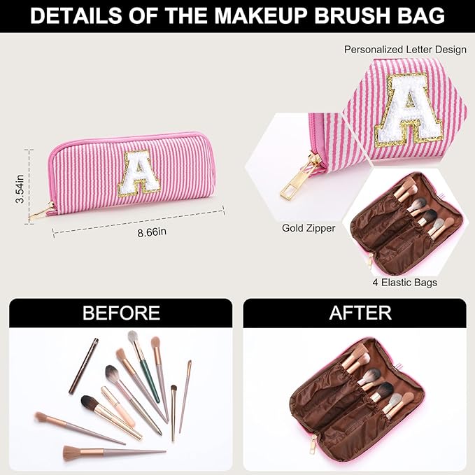 YOOLIFE Personalized Gifts for Women, Make Up Bag Initial Makeup Bag Cute Makeup Bag Beauty Bag Unique Mothers Day Valentine'S Day Christmas Gifts Girlfriend Wife Sister Gifts for Her Women G