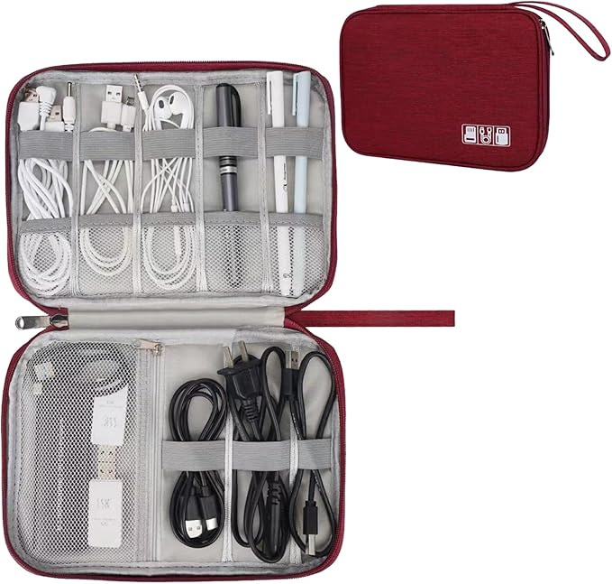 Electronic Organizer Travel Universal Cable Organizer Electronics Accessories Bag for Cable, Charger, Phone, USB, SD Card,1Pack