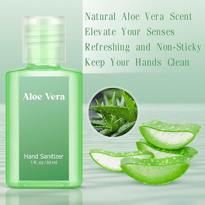 Frienda 24 Pcs Mini Hand Sanitizers Bulk Aloe Vera Refreshing Gel Pocket Scented Hand Sanitizers Travel Size for Christmas Stocking Stuffers Women Men Teacher Nurses Coworker Staff Guest Holiday Gifts