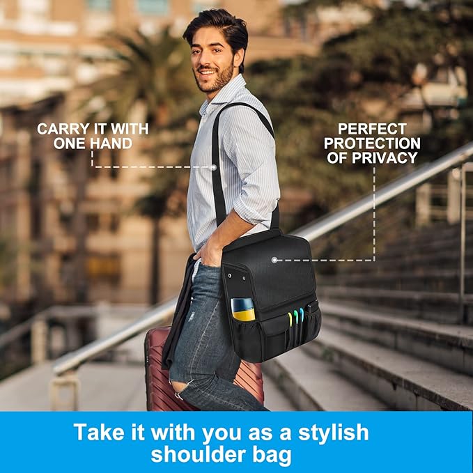 Car Front Seat Organizer| Efficient Car Organizers and Storage | Laptop,Tablet Pockets, Adjustable Straps,Kid-Friendly, Multi-Pocket, Cup Holders, Sturdy and Durable, Black