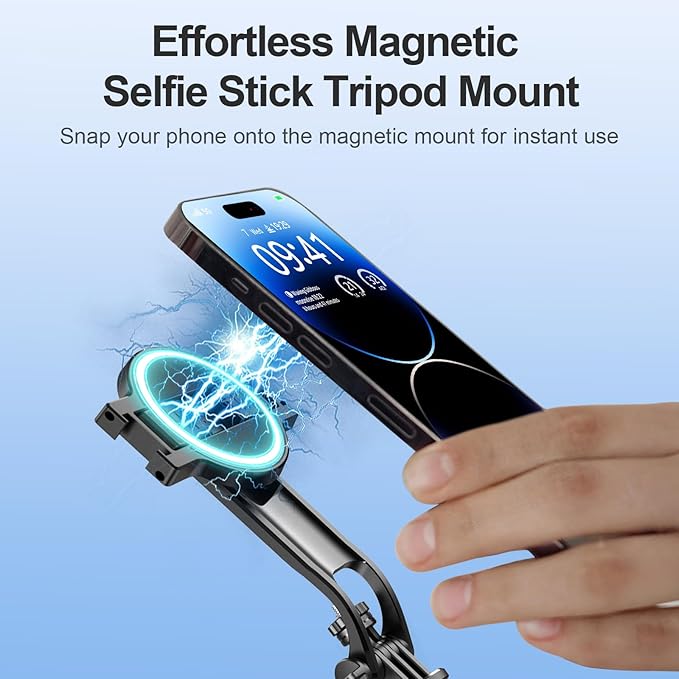 51'' Magnetic Tripod Selfie Stick Stand for Phone with Light,Bluetooth Remote, Mini Holder,MagSafe-Compatible Tripod for Cell Phone Camera Pocket,Portable Extendable Mount for Video Recording