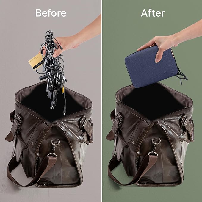 SIMTOP Electronics Organizer Cord Organizer Travel, Small Tech Bag for Cords, Chargers, Power Bank, Earbuds – Portable Cable Pouch for Office, Business Trip, Commute – Water & Scratch-Resistant