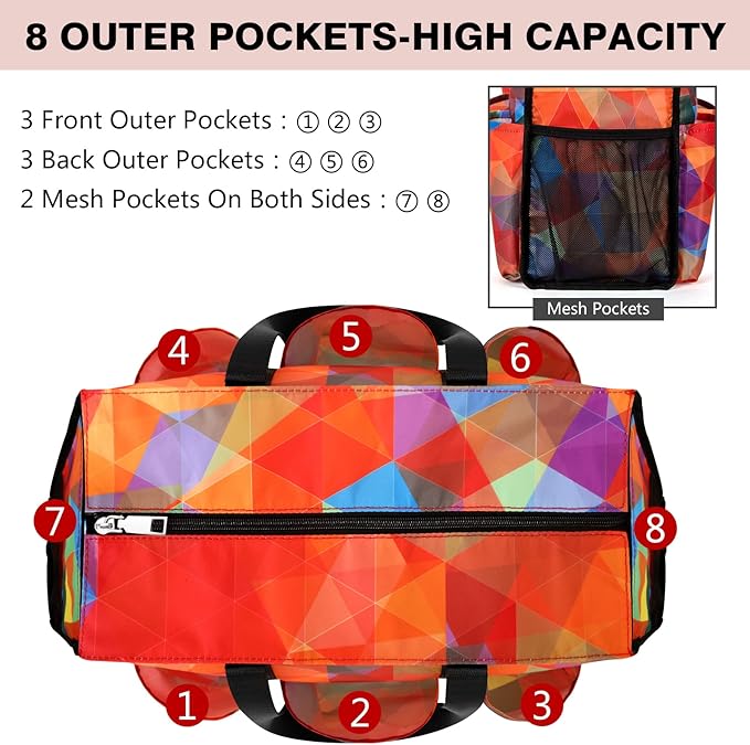 IBFUN Utility Tote Bag with 14/24 Pockets Zip Top Teacher Tote Bag for Teacher/Work Women