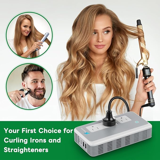 220V to 110V Voltage Converter US to Europe for Curling Iron and Hair Straighteners, Power Converter for European Travel Plug Adapter with 2 USB A & 2 USB C Ports (Type ACGI-Global-65W Fast Charging)