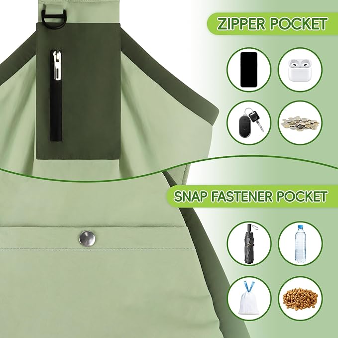 Bartuke Dog Carrier Sling, Hands Free Pet Sling Carriers for Small Dogs and Cats, Thick Padded Shoulder Strap Adjustable Dog Carriers with Storage Pocket, Water-Resistant Puppy Carrier Purse, Green