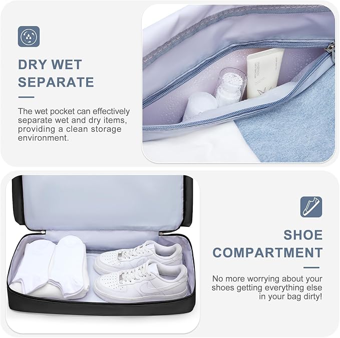 Small Gym Bag for Women, Travel Duffle Bag Carry On Weekender Bag with Shoe Compartment