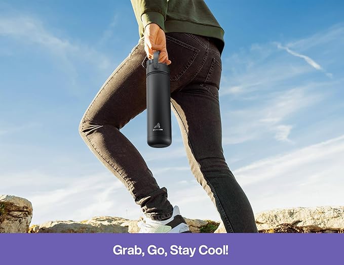 26 oz Insulated Water Bottle with 2-in-1 Straw and Spout Lid, Glow-in-the-Dark, 24H Cold, Leakproof, Fits in Car Cup Holder, Stainless Steel for Gift, Trip, Holiday, Sports (Luminous Souls)