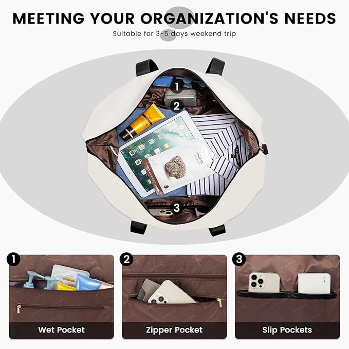 LOVEVOOK Weekender Bag, Large Travel Duffel Bag for Women with 2 Packing Cubes, Carry on Overnight Bag with Shoe Compartment, Mom Hospital Bags for Labor and Delivery