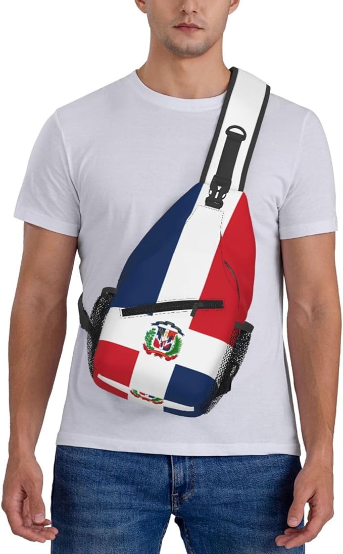 QFXUYNG Dominican Republic Flag Adult Sling Bag Unisex Chest Bags Crossbody Backpack Casual Daypacks Shoulder Bag for Women Men Cycling Hiking Travel