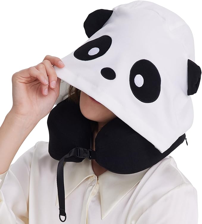 Privacy-Friendly Hooded Travel Pillow for Kids & Adults, Sensory-Friendly, Memory Foam Neck Support for Airplane, Car & Train, Breathable Fabric, Portable, Ultimate Comfort