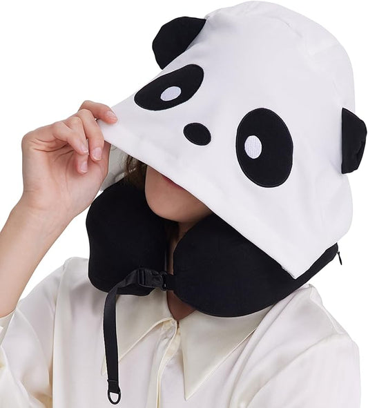 Privacy-Friendly Hooded Travel Pillow for Kids & Adults, Sensory-Friendly, Memory Foam Neck Support for Airplane, Car & Train, Breathable Fabric, Portable, Ultimate Comfort