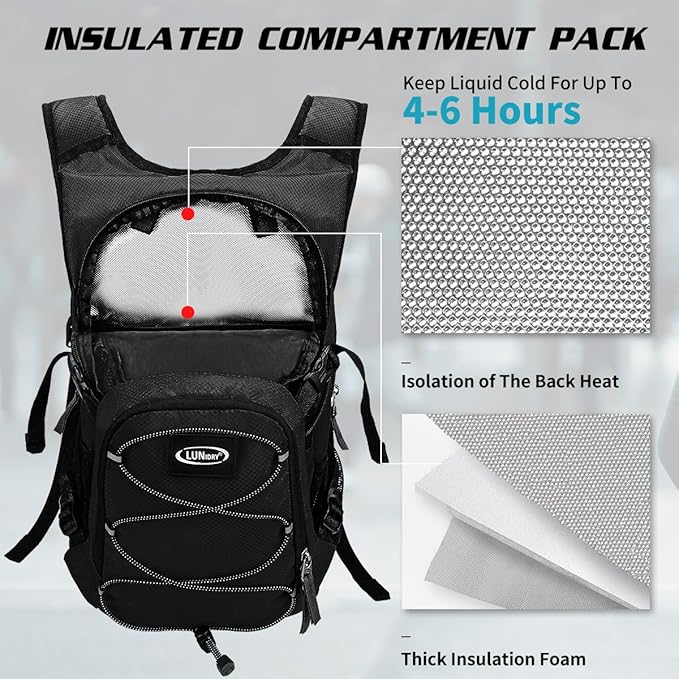 Hydration Backpack with 3L Water Bladder, Insulated Running Hydration Pack Hydropack, Lightweight Water Backpack for Hiking Cycling Camping Biking for Men Women