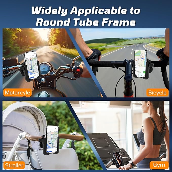 Golf Push Cart Phone Holder with Security Double Lock, Hands-Free 360° Rotatable Phone Mount Compatible with Clicgear, Sun Mountain, Caddy, Bag Boy,Golf Push Cart Accessories for Cell Phones