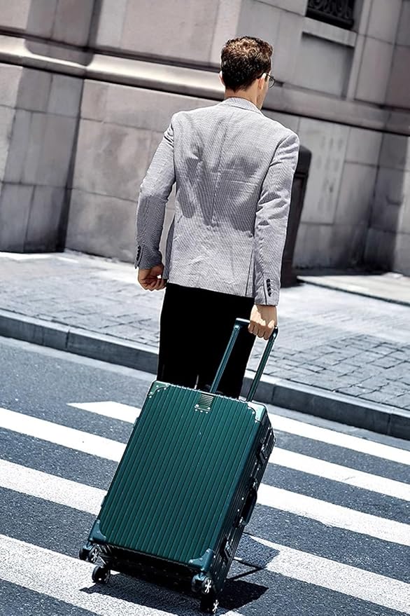 HotWay 26 Inch Checked in Luggage with Aluminum Frame,PC Hard Shell Suitcase with Spinner Wheels and TSA Lock, Large Suitcase for Business Travel, Green