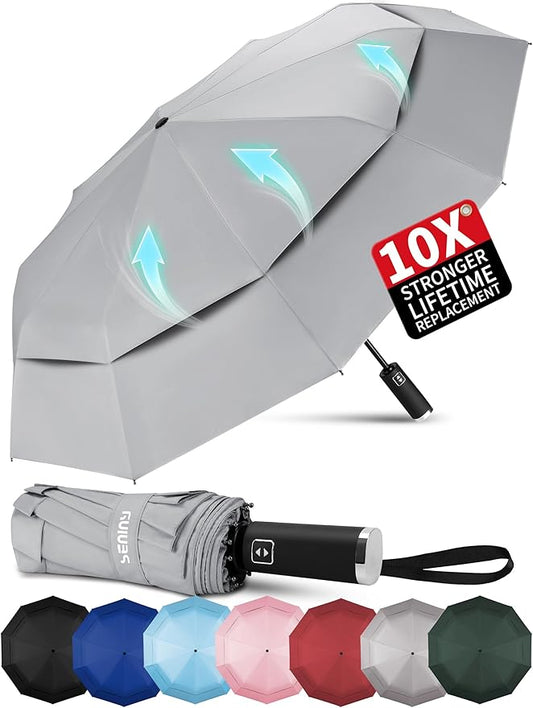 Seniny Windproof Travel Umbrella, Automatic Umbrellas for Rain, Portable & Compact Umbrellas for Backpack, Strong UV for Protection, Folding Small Sun Umbrella for Car, Walking