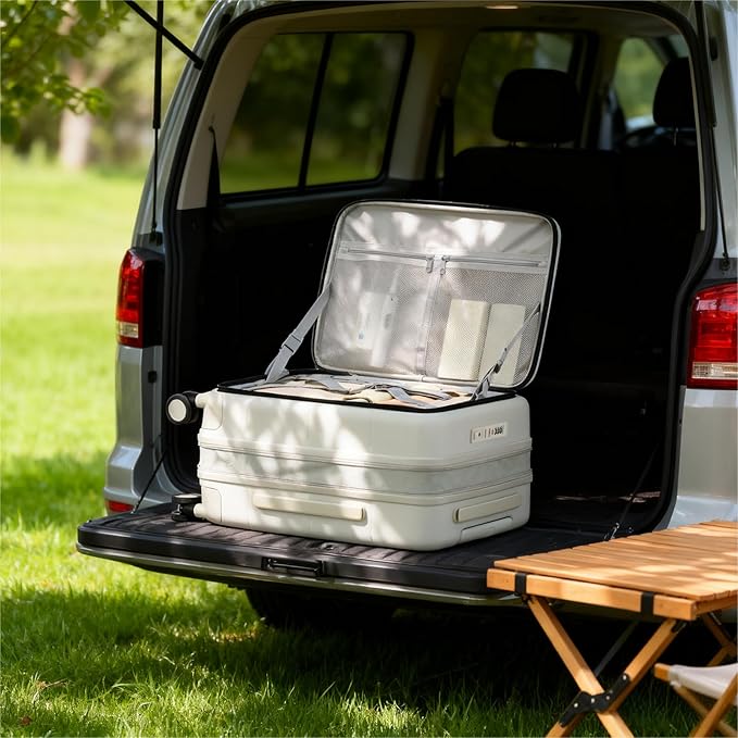 Hanke Hardside Expandable Carry On Luggage, 20 Inch Top Opening Trunk Luggages with Spinner Wheels, All-PC Hard Shell Carry-On Suitcase, Lightweight & TSA Airline Approved (Smoke White, 46L)