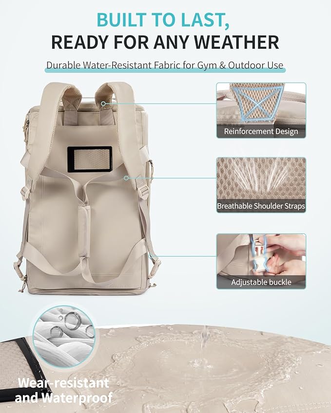 ECOHUB 40L Gym Bag for Women Men Water Resistant Sports Duffle Bag with Shoe Compartment & Wet Pocket, Travel Weekender Camping Backpack