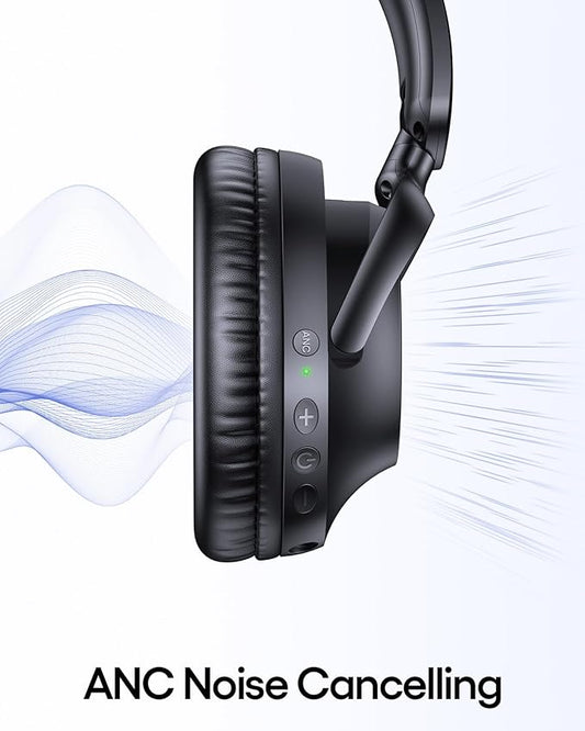 TAGRY Hybrid Active Noise Cancelling Bluetooth Headphones 100H Playtime Wireless Over Ear Headphone with Fast Charging Hi-Res Audio Headsets Comfort Earcups for Commute Travel Office Phone PC Black