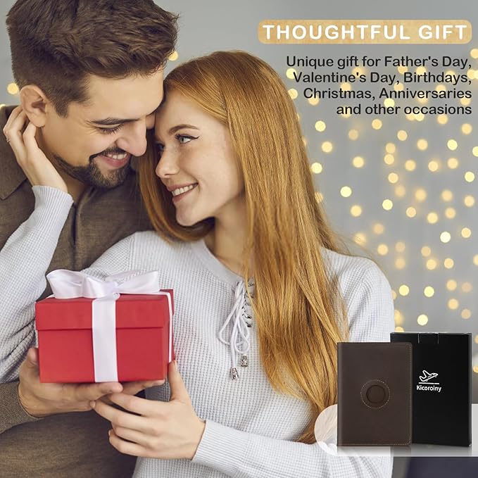 Airtag Passport Holder for Men and Women Travel, Real Leather Passport Wallet, Handmade Passport Cover Case with Airtag Slot, Travel Must Haves Essentials Accessories Birthday Gift(Crazy Horse,Coffee)