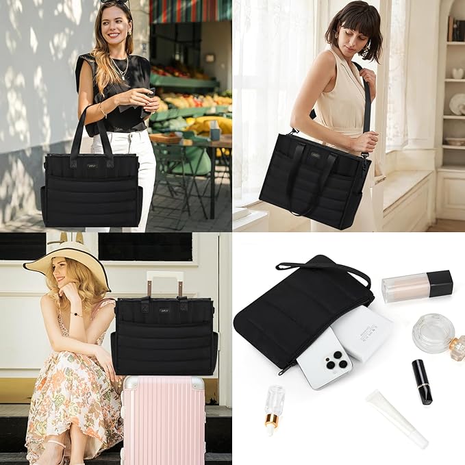 IBFUN Utility Tote Bag with 14/24 Pockets Zip Top Teacher Tote Bag for Teacher/Work Women