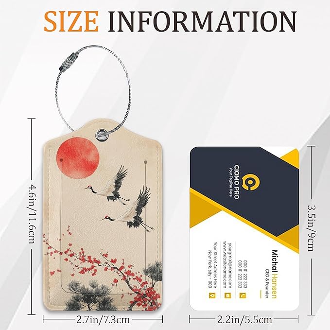 Plum Blossom Luggage Tags for Suitcase 3 Pack, Privacy Cover ID Label with Stainless Steel Loop and Address Card for Travel Bag Suitcase