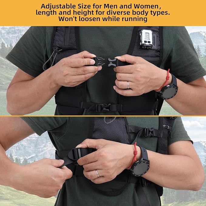 PELLOR Running Hydration Vest for Women Men, Adjustable Running Vest with Multi Pockets, Lightweight Chest Straps Reflective Hydration Backpack for Hiking Trail Cycling Marathon