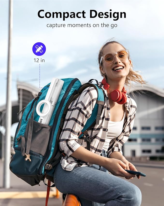 UBeesize Magnetic Tripod for iPhone with Remote, 64’’ Extendable Phone Stand for Video Recording/Vlogging, N52 Strong Holder for iPhone 12-15/Android, Portable Travel Selfie Stick Tripod(White)