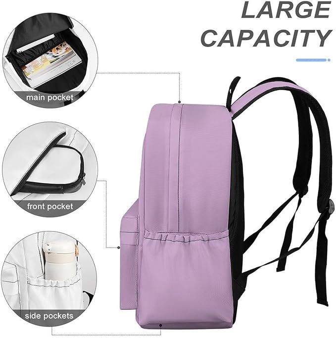 Lilac Backpack Adult Travel Daybag for Women Men College Backpack for Vacation Hiking Camping Bag