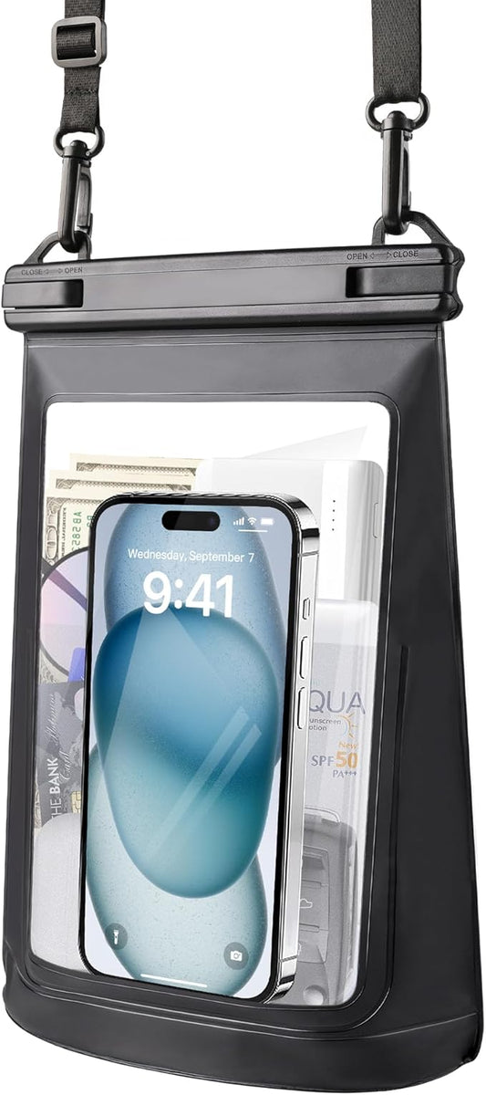 Waterproof Phone Pouch for iPhone 16 15 14 11 Pro Max & Galaxy S24 S21 - Floating Large Capacity Dry Bag Stores Sunscreen, Sunglasses - Oversized Waterproof Bag for Beach, Swimming, Kayaking